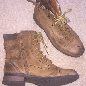 Brown woman's combat boots